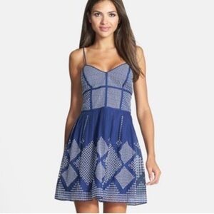 Parker Blue and White Circle Pattern Dress
